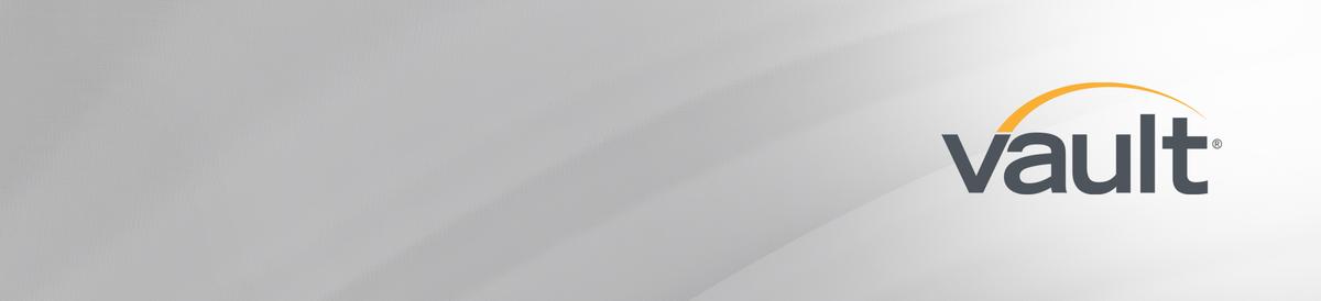 Header image of Vault logo on grey background.