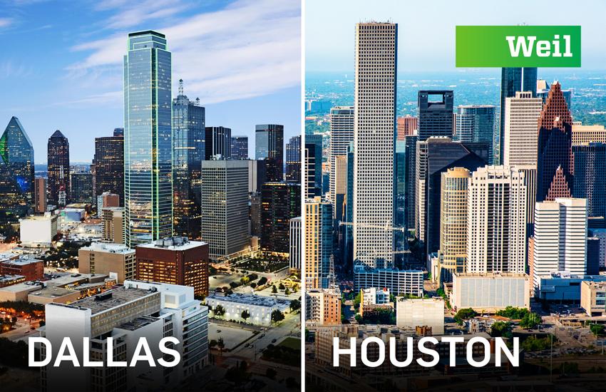 dallas and houston skylines